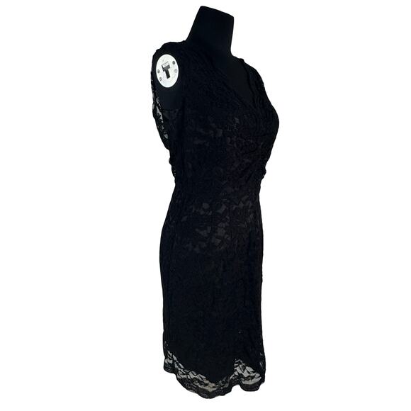 Y2K Calvin Klein Lace Overlay Slip Dress Set – Size 6 Little Black Party Dress - Picture 2 of 16